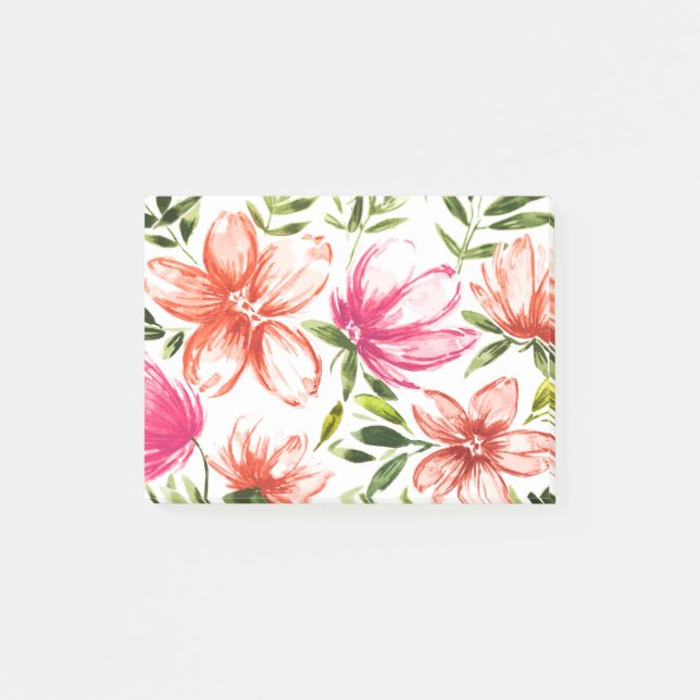 Bloco De Notas Flores de Aquarela Vermelhas 5 (Frente)
