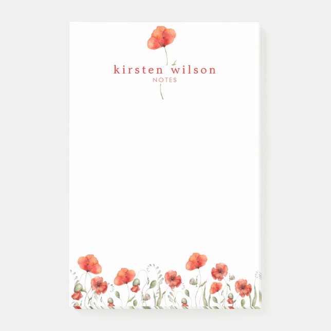 Bloco De Notas Flores de Capoeira Vermelha Elegante Personalizada (Frente)