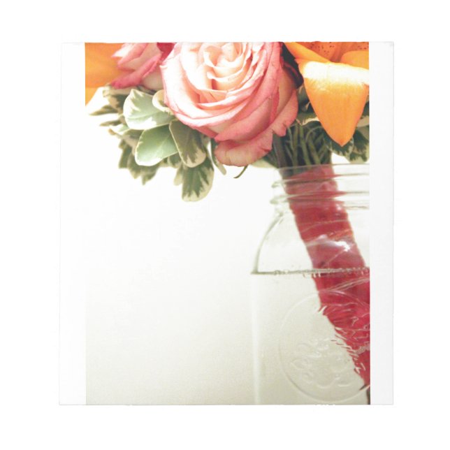 Bloco De Notas flores de casamento rosa laranja rosa personalizar (Frente)