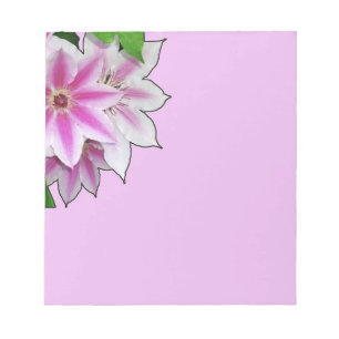 Bloco De Notas Flores de Clematite Rosa e Branca