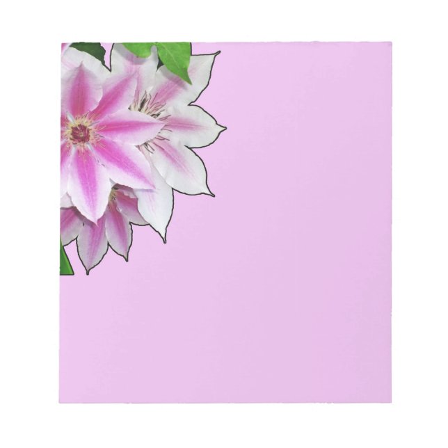Bloco De Notas Flores de Clematite Rosa e Branca (Frente)
