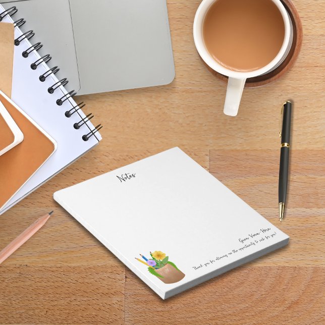 Bloco De Notas Flores de Lápis de Professores da Escola Substitut (Substitute School Teacher Pencils Flowers Notepad)