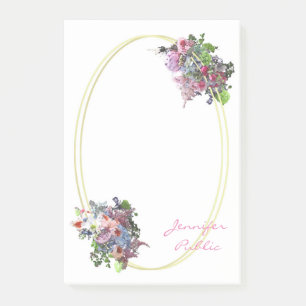 Bloco De Notas Flores de Modelo de Aquarela com Script de Mão Dou