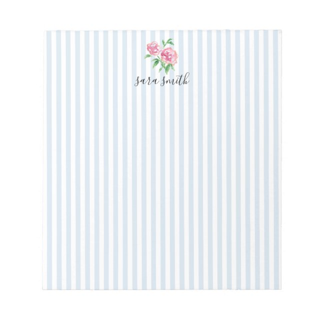 Bloco De Notas Flores de Peônias Rosa com Nome Personalizado em L (Frente)