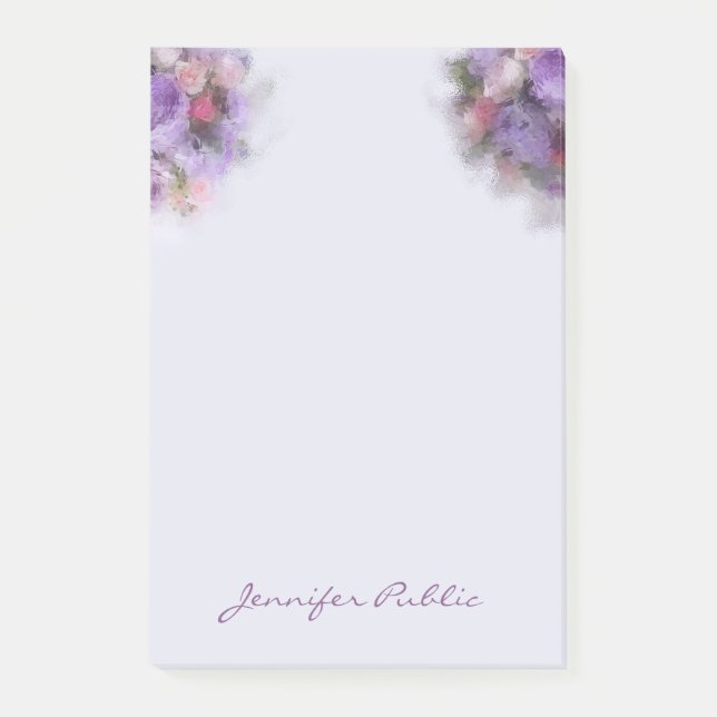 Bloco De Notas Flores de pintura a óleo Modelo elegantes manuscri (Frente)