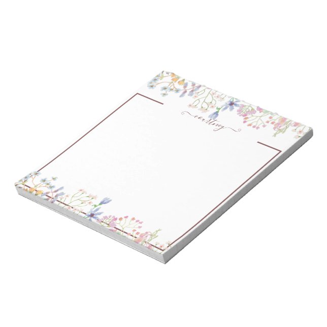 Bloco De Notas Flores de primavera aquarela personalizadas (Invertido)