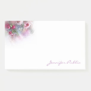 Bloco De Notas Flores de Rosas de Aquarela com Modelo de Texto de
