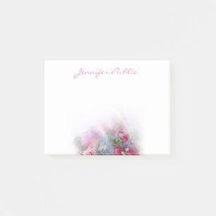 Bloco De Notas Flores de Rosas de Aquarela com Modelo Floral Eleg