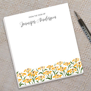 Bloco De Notas Flores de Susana de Olho Preto Douradas em Aquarel