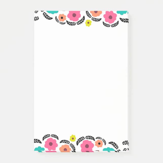 Bloco De Notas Flores de Verão e Folha Negra (Frente)