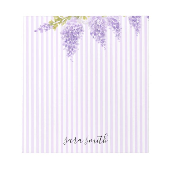 Bloco De Notas Flores de Wisteria Roxa Personalizadas Faixa de Ca (Frente)