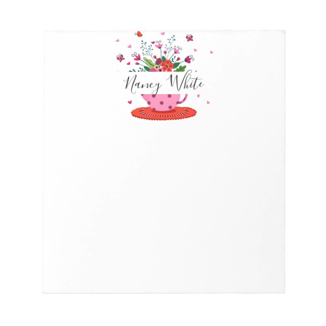 Bloco De Notas Flores de xícara personalizadas (Frente)