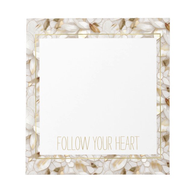 Bloco De Notas Flores Douradas Brancas de Lotus (Frente)