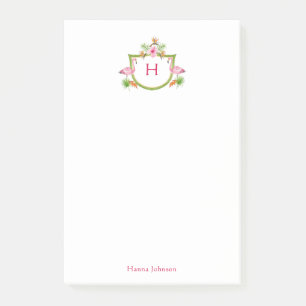 Bloco De Notas Flores e aves tropicais monogramadas Notepad