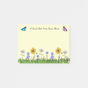 Bloco De Notas Flores e Borboletas Personalizadas 4 x 3