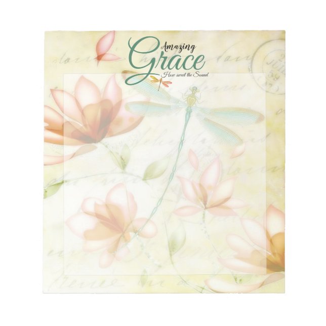 Bloco De Notas Flores e libélula da Amazing Grace (Frente)