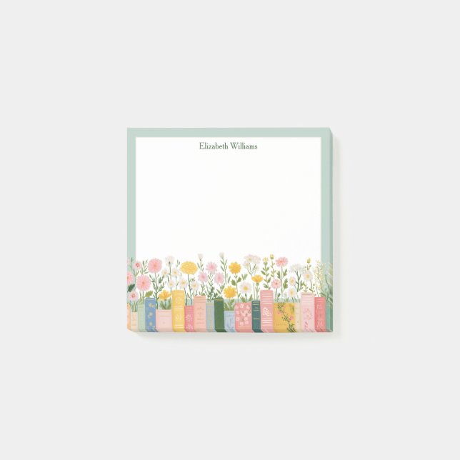 Bloco De Notas Flores e Livros Bonitos  (Frente)