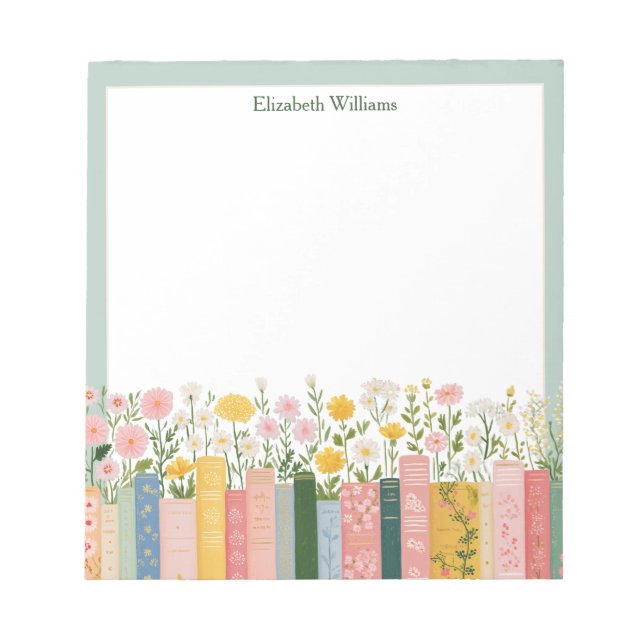 Bloco De Notas Flores e Livros Bonitos  (Frente)
