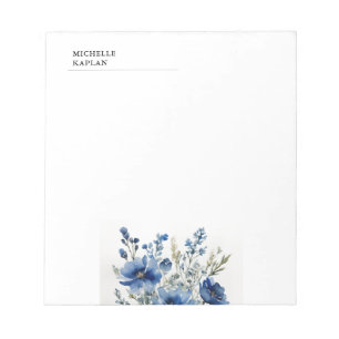 Bloco De Notas Flores em Aquarela Preto Branco Moderno Profission
