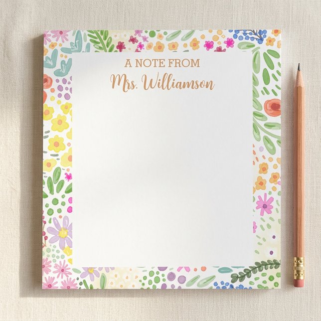 Bloco De Notas Flores Florais Personalizadas de Agradecimento ao  (Criador carregado)