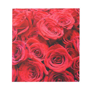 Bloco De Notas Flores florais vermelhas Elegante Jardim Rosa verm