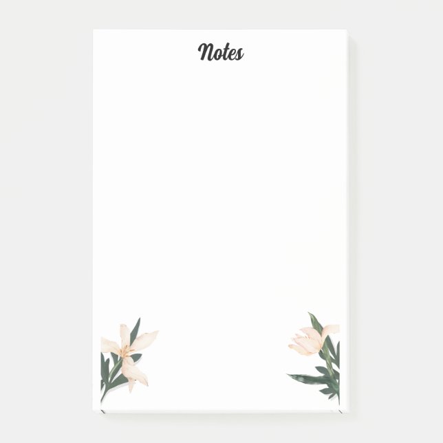 Bloco De Notas Flores fofas & Nome Personalizado, Simples Persona (Frente)