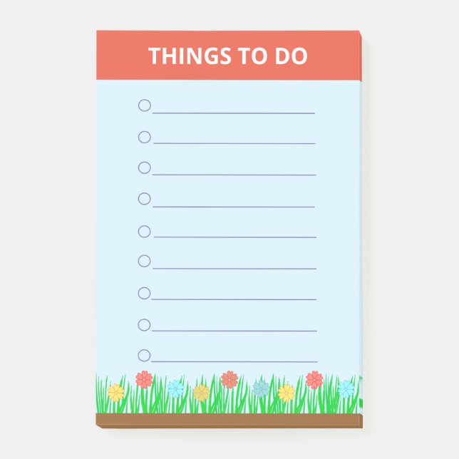 Bloco De Notas Flores & Grama Coisas Personalizadas Para Fazer (Frente)