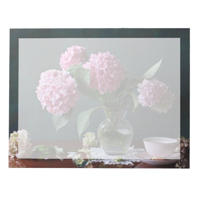 Bloco De Notas Flores | Hydrangeas em Vase (Frente)