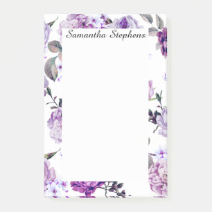 Bloco De Notas Flores Lilac Roxas Elegantes Violetas