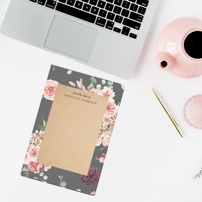 Bloco De Notas Flores Modernas de Pastel e Presente Personalizado (Criador carregado)