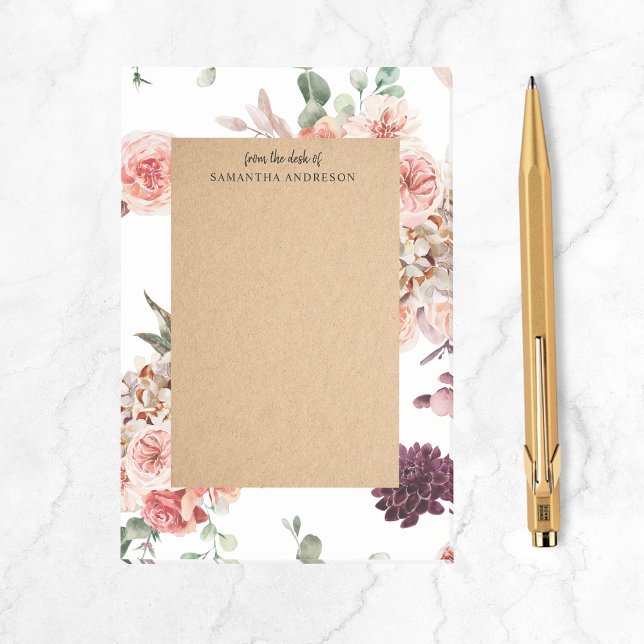 Bloco De Notas Flores Modernas de Pastel e Presente Personalizado (Criador carregado)