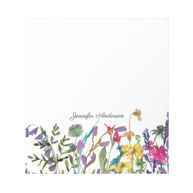Bloco De Notas Flores Modernas em Aquarela Personalizadas (Frente)