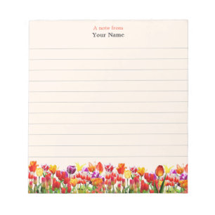 Bloco De Notas Flores Multicolor em Fundo Bege Claro