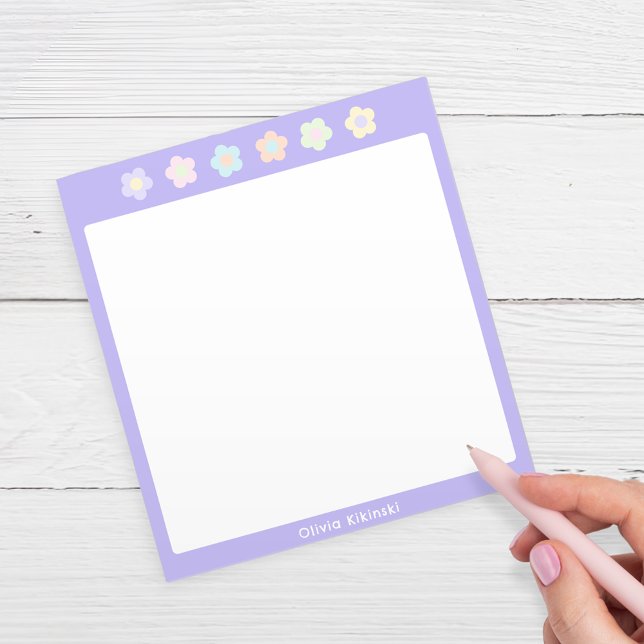 Bloco de Notas Flores Pastel Sem Linhas Roxo (Criador carregado)