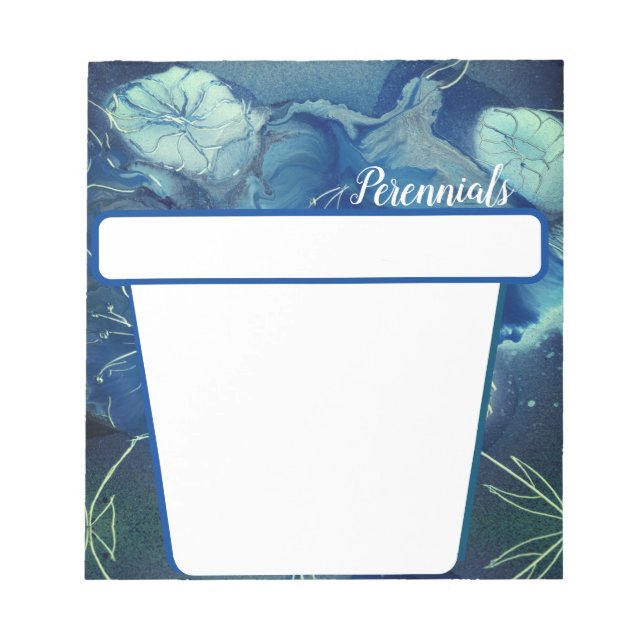 Bloco De Notas Flores Perenes em Azul (Frente)
