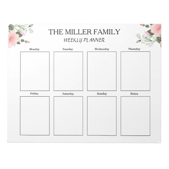 Bloco De Notas Flores - Personalizado por Planejador Semanal (Frente)