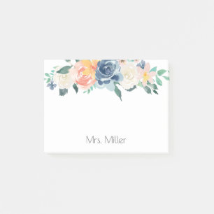 Bloco De Notas Flores pintadas da aguarela personalizadas