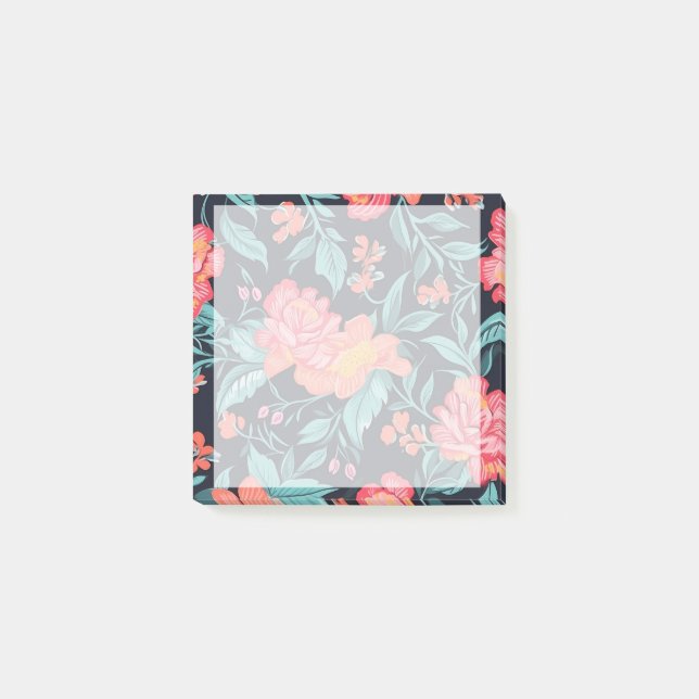 Bloco De Notas Flores rosa e coral (Frente)