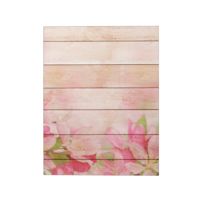 Bloco De Notas Flores Rosa Russas na Madeira (Invertido)