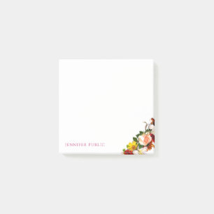 Bloco De Notas Flores Rosas Aquarela Floral Moderno Modelo