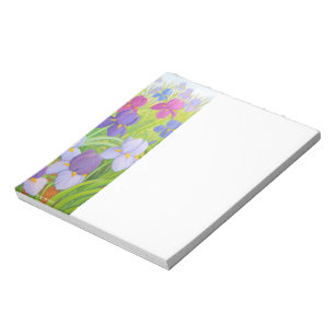 Bloco De Notas Flores Roxas Iris Arte Floral