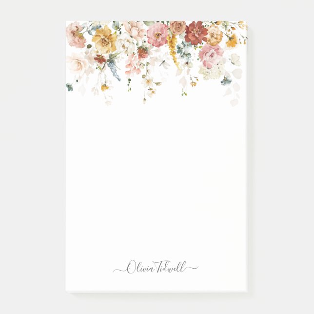 Bloco De Notas Flores Rústicas De Jardim De Queda Rústica PixDezi (Frente)