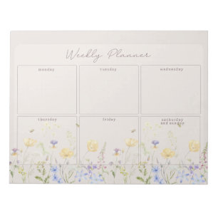 Bloco De Notas Flores selvagens, planador semanal floral