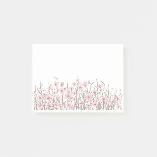 Bloco De Notas Flores Silvestres Cor-de-Rosa  (Frente)