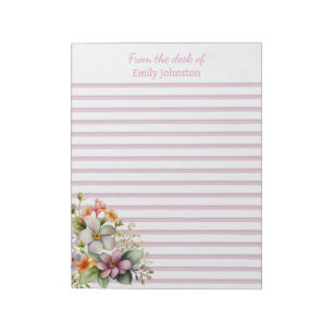 Bloco De Notas Flores Silvestres Listras Rosas