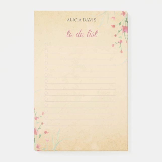 Bloco De Notas Flores Simples de Cores Suaves | seu nome | (Frente)