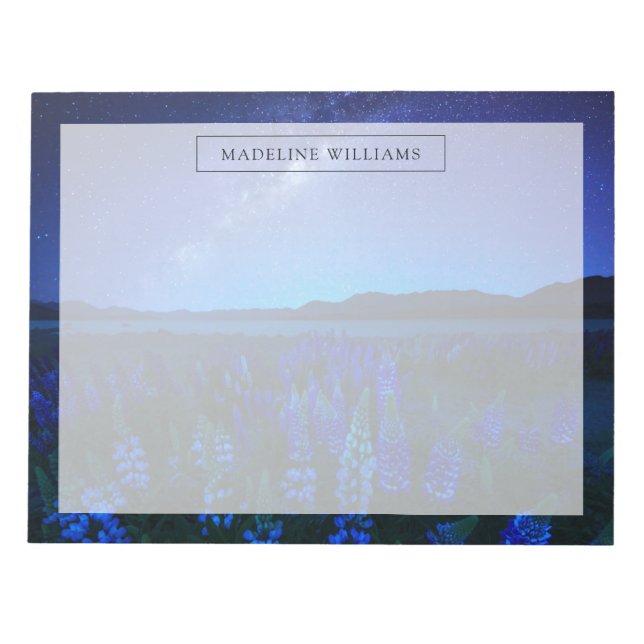 Bloco De Notas Flores | Tremoço no lago noturno Tekapo (Frente)