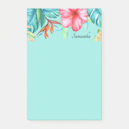 Bloco De Notas Flores Tropicais - Teal Personalizado