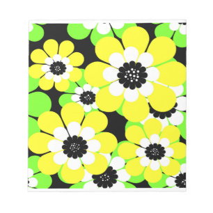 Bloco De Notas Flores verdes amarelas