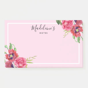 Bloco De Notas Flores Vermelhas e Rosa Modernas e Chic Blush Fund